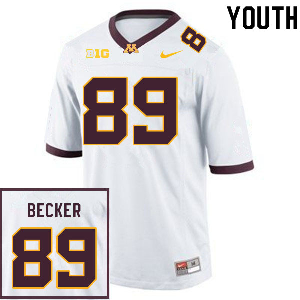 Youth #89 Nate Becker Minnesota Golden Gophers College Football Jerseys Sale-White - Click Image to Close